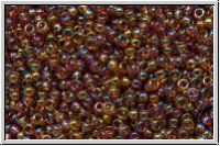 RR-15-0257, MIYUKI Rocailles, 15/0, amber, dk., trans., AB, 5g