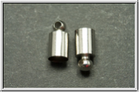 Endkappen "Tonne", 9x4,5mm, silberfb., Messing, 2 Stk.