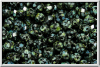 B�hm. Glasschliffperle, feuerpol., 4mm, black, op., picasso, 50 Stk.
