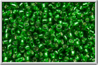 R-15-0027b, TOHO Rocailles, 15/0, green, grass, trans., silver-ld., 5g
