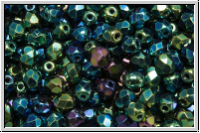 b�hm. Glasschliffperle, feuerpol., 4mm, green, met., iris., 50Stk.