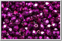 B�hm. Glasschliffperle, feuerpol., 4mm, black, op., heavy metal magenta, 50 Stk.