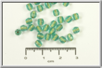 B�hm. Glasschliffperle, feuerpol., 4mm, aqua, trans., brass-ld., 50 Stk.