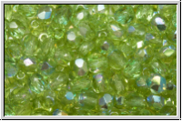 B�hm. Glasschliffperle, feuerpol., 4mm, olivine, lt., trans., AB, 50 Stk.