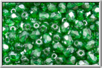 B�hm. Glasschliffperle, feuerpol., 4mm, emerald, trans., luster, 50 Stk.