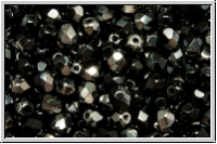 B�hm. Glasschliffperle, feuerpol., 4mm, black, op., half chrome, 50 Stk