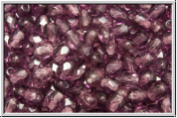 B�hm. Glasschliffperle, feuerpol., 4mm, amethyst, trans., 50 Stk.