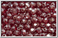 B�hm. Glasschliffperle, feuerpol., 4mm, garnet, trans., luster, 50 Stk.