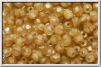 B�hm. Glasschliffperle, feuerpol., 4mm, crystal, trans./caramel, op., 50 Stk.