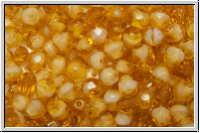 B�hm. Glasschliffperle, feuerpol., 4mm, topaz trans./ivory,opal, 50 Stk.