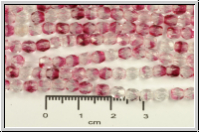 B�hm. Glasschliffperle, feuerpol., 4mm, crystal, trans./fuchsia, trans., 50 Stk.