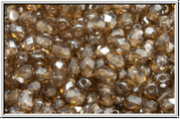 B�hm. Glasschliffperle, feuerpol., 4mm, topaz, sm., trans., luster, 50 Stk.