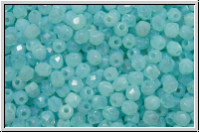 B�hm. Glasschliffperle, feuerpol., 3mm, aqua, opal, 50 Stk.