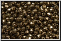 B�hm. Glasschliffperle, feuerpol., 3mm, bronze, met., 50 Stk.