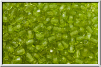 B�hm. Glasschliffperle, feuerpol., 3mm, olivine, lt., trans., 50 Stk.