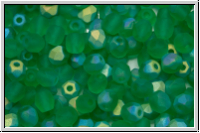 B�hm. Glasschliffperle, feuerpol., 4mm, emerald, lt., trans., matte, AB, 50 Stk.