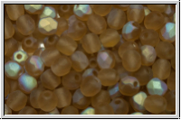 B�hm. Glasschliffperle, feuerpol., 4mm, topaz, sm., lt., trans., matte, AB, 50 Stk.