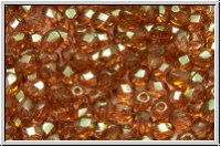 B�hm. Glasschliffperle, feuerpol., 4mm, crystal, trans., rose gold luster, 50 Stk.