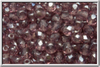 B�hm. Glasschliffperle, feuerpol., 4mm, amethyst, trans., luster, 50 Stk.