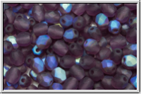 B�hm. Glasschliffperle, feuerpol., 4mm, amethyst, trans., matte, AB, 50 Stk.