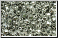 B�hm. Glasschliffperle, feuerpol., 4mm, crystal, trans., full silver, 50 Stk.