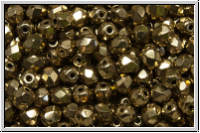 B�hm. Glasschliffperle, feuerpol., 4mm, 24kt goldbronze, met., 50 Stk.