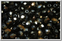 B�hm. Glasschliffperle, feuerpol., 4mm, black, op., half valentinite, 50 Stk.
