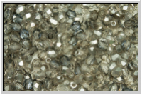 B�hm. Glasschliffperle, feuerpol., 3mm, crystal, trans., montana, AB, 50 Stk.