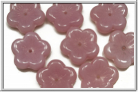 B�hm. Glasperle, Flower "flach", 12mm, rose, opal, 5 Stk.