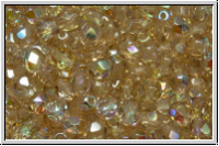 B�hm. Glasschliffperle, feuerpol., 4mm, topaz, pale, trans., AB, 50 Stk.