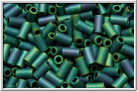 TBU-1-0706, TOHO Bugle 1", 3mm, teal, iris., matte, 10g