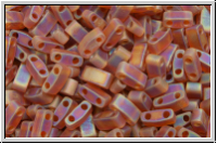 HTL-0134fr, MIYUKI Half Tila Beads, topaz,, dk., trans., matte, AB, 5g