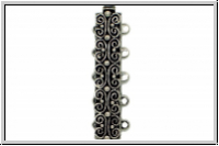 Federschlie�e "Gotik", Metall, old palladium plated, antiksilberfb., 2x5 �sen, 1 Stk.