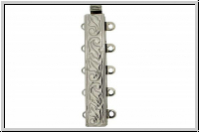 Federschlie�e "floral", Metall, rhodium plated, silberfb., 2x5 �sen, 1 Stk.