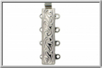 Federschlie�e "floral", Metall, rhodium plated, silberfb., 2x4 �sen, 1 Stk.