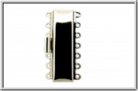 Federschlie�e "glatt", Metall, rhodium plated, silberfb., 2x7 �sen, 1 Stk.