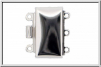 Federschlie�e "glatt", Metall, rhodium plated, silberfb., 2x3 �sen, 1 Stk.