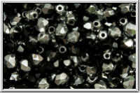 B�hm. Glasschliffperle, feuerpol., 4mm, black, op., half silver, 50 Stk.
