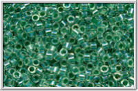 DB0060, MIYUKI Delica, 11/0, crystal, trans., lime-ld., AB, 5g