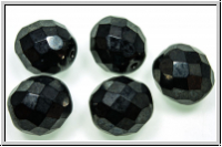 B�hm. Glasschliffperle, feuerpol., 12mm, hematite, met., 5 Stk.