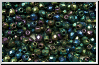 B�hm. Glasschliffperle, feuerpol., 3mm, green, met., iris., 50 Stk.