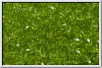 B�hm. Glasschliffperle, feuerpol., 3mm, olivine, dk., trans., 50 Stk.