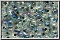 DP-0283, MIYUKI Tropfen, 3,4mm, crystal, trans., black-ld., AB, 10g