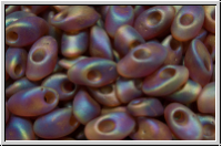 LMA-0134fr, MIYUKI Long Magatama, 4x7mm, amber, dk., trans., matte, AB, 80 Stk.