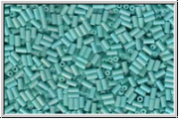 MBU-1-0412fr, MIYUKI Bugles, Nr. 1 (3mm), turquoise, op. matte, AB, 10 g