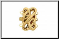 Federschlie�e "Fantasie", Metall, 23kt gold plated, goldfb., 2x3 �sen, 1 Stk.