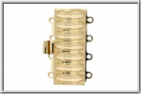 Federschlie�e "gerillt", Metall, 23kt gold plated, goldfb., 2x4 �sen, 1 Stk.