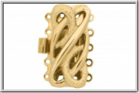Federschlie�e "Fantasie", Metall, 23kt gold plated, goldfb., 2x5 �sen, 1 Stk.