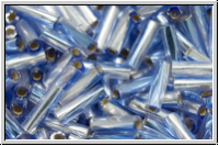 MTWB-2-3940, MIYUKI Twisted Bugles, Nr. 2 (6mm), sapphire, lt., trans., silver-ld., 10g