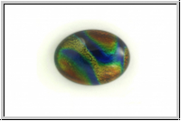 Dichroic Cabochon, oval, 13 x 18 mm, wolkig bunt